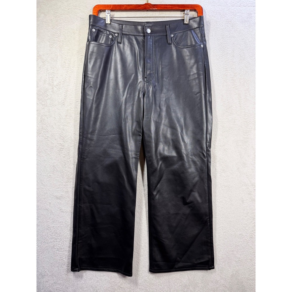 J.Crew Faux Leather Pants Women‎ 31 Black Straight Leg Vegan Edgy Chic Trousers